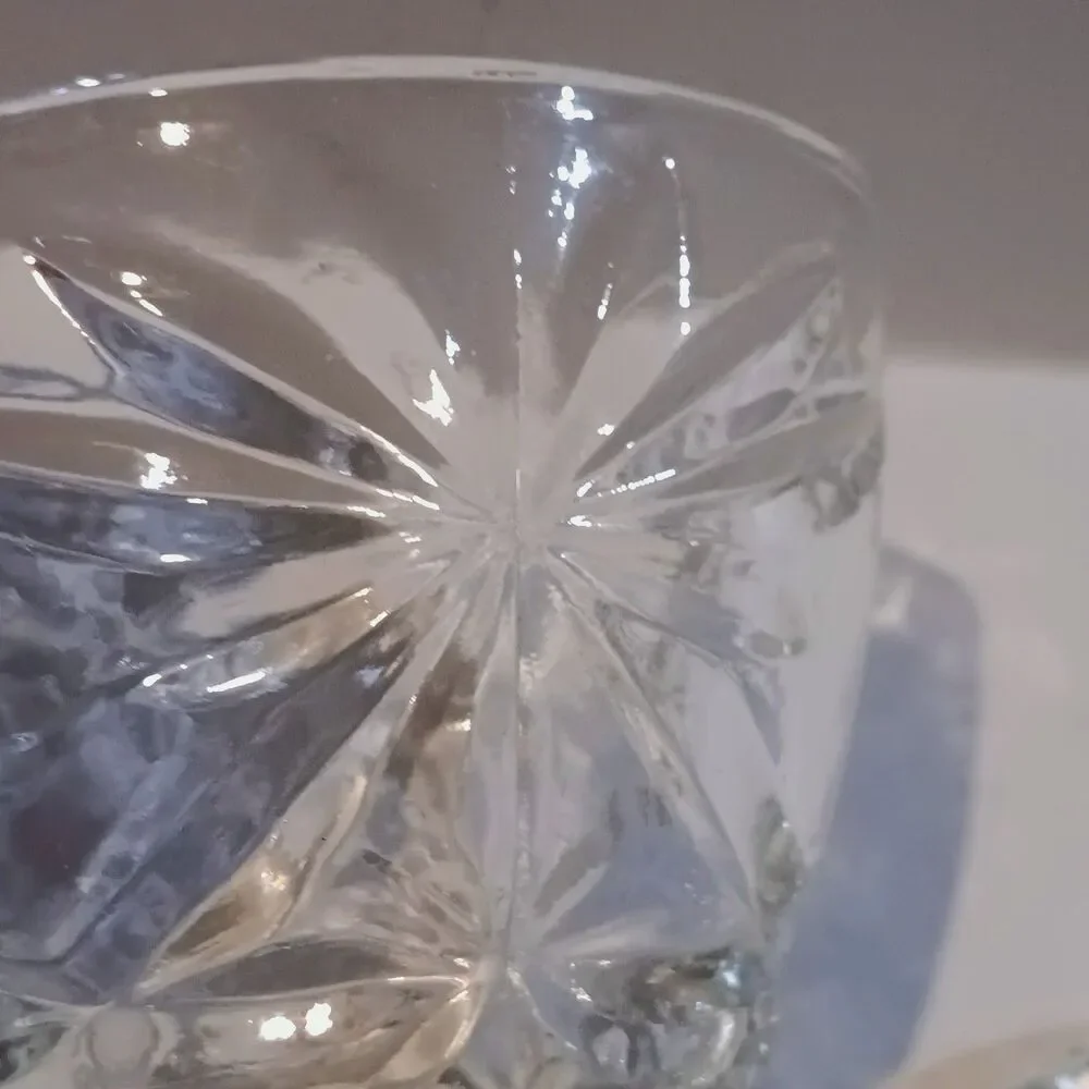 Vtg Anchor Hocking Prescut Glass Star of David Lidded Sugar Bowl-Clear-EAPC-MCM